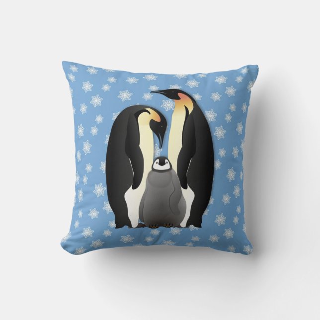 Pinguinfamilie Kissen (Vorderseite)