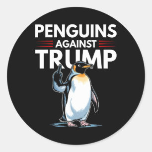 Pinguinflossen hoch widerstehen lustigen Pinguinen Runder Aufkleber