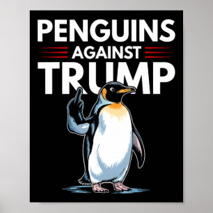 Pinguinflossen rauf wehren sich lustige Pinguine g Poster