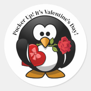 Pinguingeschenke zum Valentinstag Runder Aufkleber