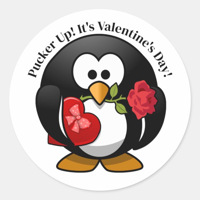 Pinguingeschenke zum Valentinstag Runder Aufkleber (Vorderseite)