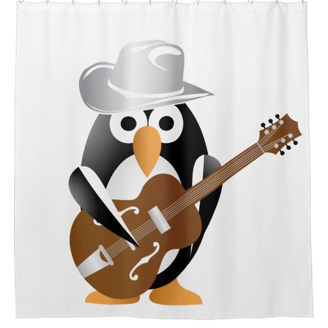 Pinguingitarrist Duschvorhang (Vorderseite)