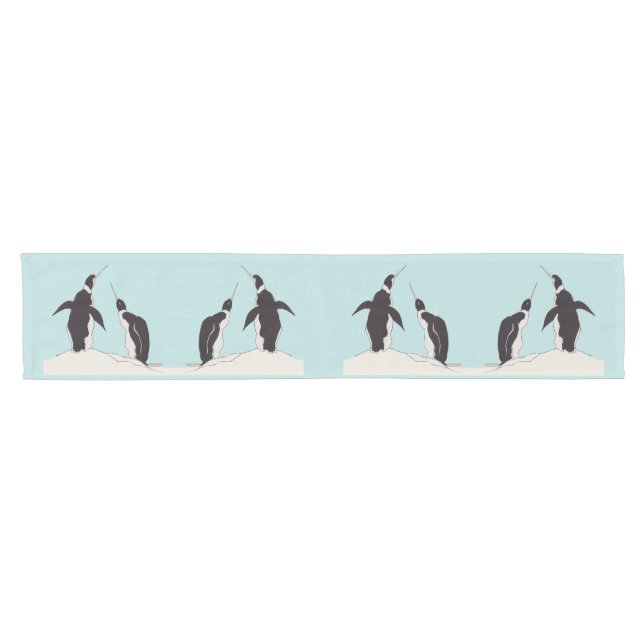Pinguinpaar Kurzer Tischläufer (Horizontal)