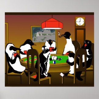 Pinguinplakat für Poker Poster