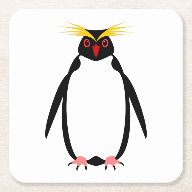 Pinguinrockhopper oder Makaroni Rechteckiger Pappuntersetzer (Vorderseite)