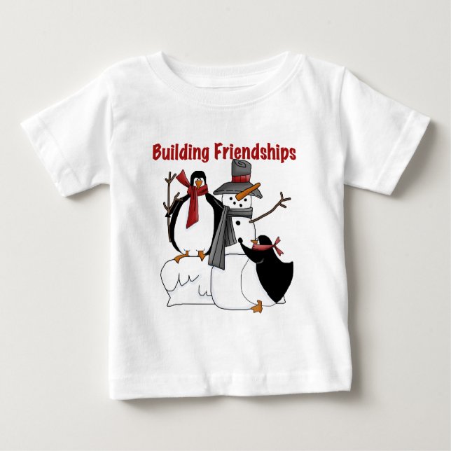 Pinguins Gebäude Freundschaftskleidung - Geschenke Baby T-shirt (Vorderseite)