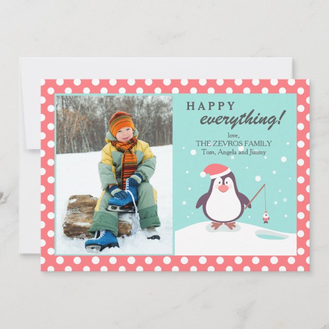 Pinguin's Holiday Foto Card Feiertagskarte (Vorderseite)