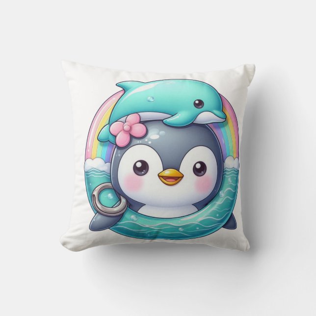Pinguin's Ocean Adventure Kissen (Vorderseite)