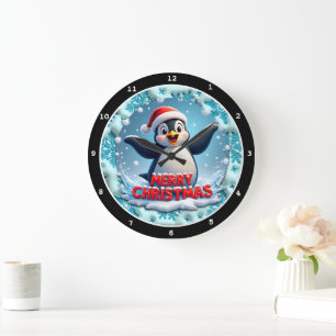 Pinguin's Winter Wonderland" - Niedliche Weihnacht Große Wanduhr