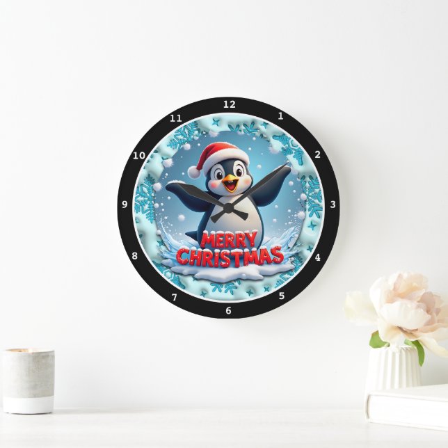 Pinguin's Winter Wonderland" - Niedliche Weihnacht Große Wanduhr (Zuhause)