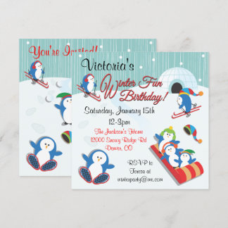Pinguins Winterspass Einladungen zum Geburtstag