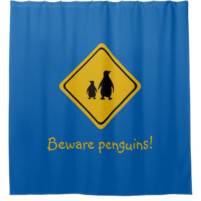 Pinguinstraßenschild - Duschvorhang (Vorderseite)