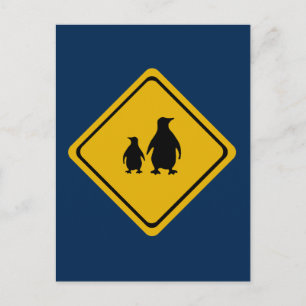 Pinguinstraßenschild Postkarte