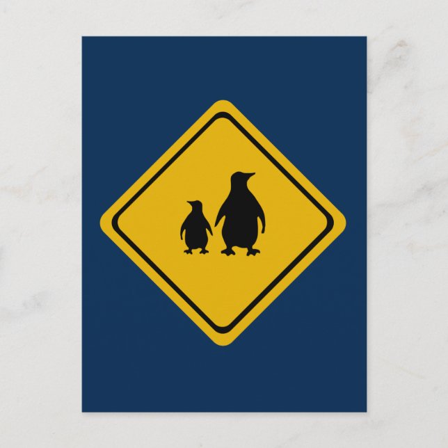 Pinguinstraßenschild Postkarte (Vorderseite)