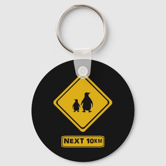 Pinguinstraßenschild Schlüsselanhänger (Vorderseite)