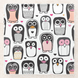 Pinguinvogel-Illustrationshintergrund Glasuntersetzer