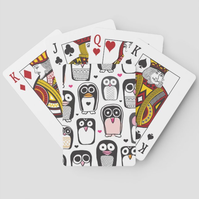 Pinguinvogel-Illustrationshintergrund Spielkarten (Rückseite)