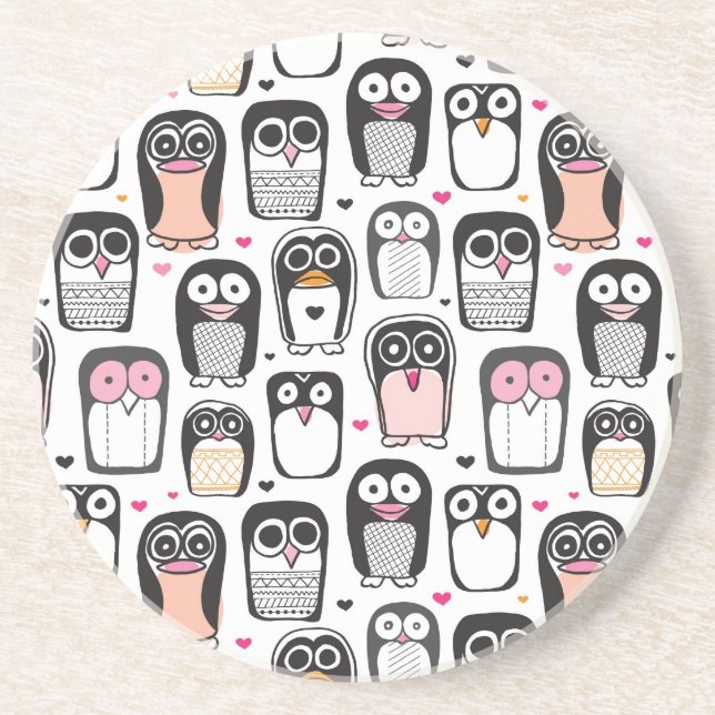 Pinguinvogel-Illustrationshintergrund Untersetzer (Vorne)