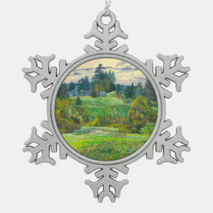 Pinien Schneeflocken Zinn-Ornament