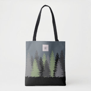 Pinienbäume aus Wäldern mit Monogramm