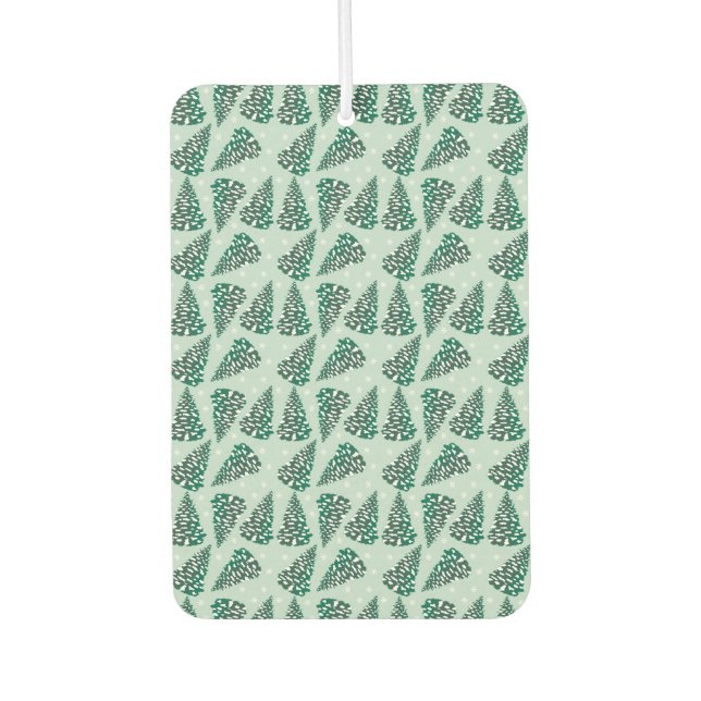 Pinienbäume mit Schneeflocken-Muster grün weiß Autolufterfrischer (Vorderseite)