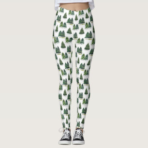 Pinienbäume Muster Weihnachten Grüne Farbe Leggings