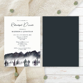Pinienbäume und Gebirge Hochzeiten Probe Dinner Einladung