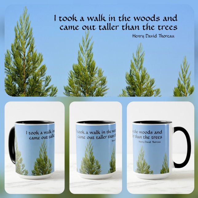 Pinienbäume und Sky Thoreau Zitat Spaziergang in d Tasse (Von Creator hochgeladen)