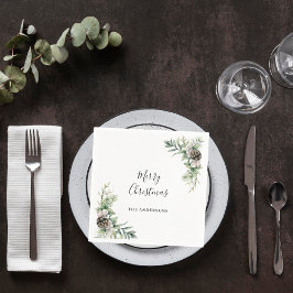 Pinienbäume, weiße Party Serviette