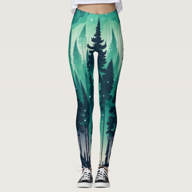 Pinienwald-Landschaft Leggings (Vorderseite)