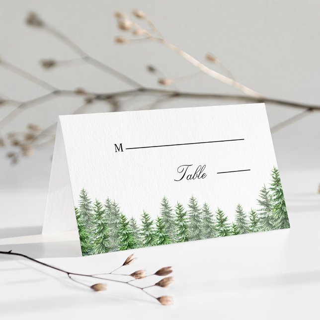 Pinienwaldhochzeit Platzkarte (Whimsical Pine Tree Forest Wedding Place Card)