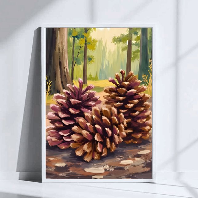 Pinienzapfen | Herbstliche Aquarell-Waldlandschaft Poster (Von Creator hochgeladen)