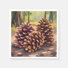 Pinienzapfen | Herbstliche Aquarell-Waldlandschaft Serviette