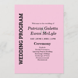 Pink 12x18 Wedding Programm