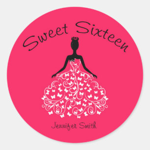 Pink 16 . Geburtstag Butterfly Gourmet-Umschlag Au Runder Aufkleber