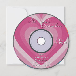 Pink 2000s Aura Hearts Music CD Birthday Einladung