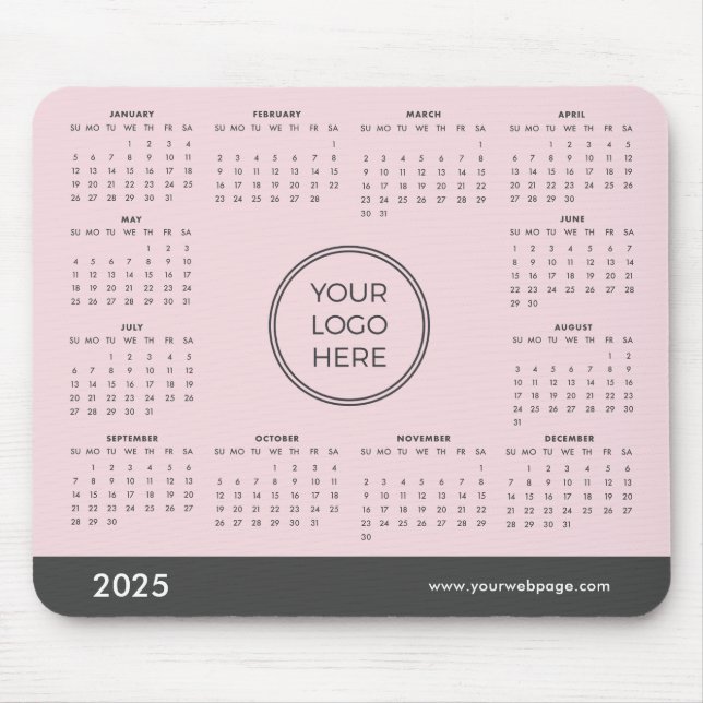 Pink 2025 Kalender Business Logo Maus-Pad Mousepad (Vorne)