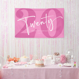 Pink 20. 20. Geburtstagspartei Banner