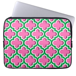 Pink #2, Smaragd, weißer Marokkaner Quatrefoil Laptopschutzhülle