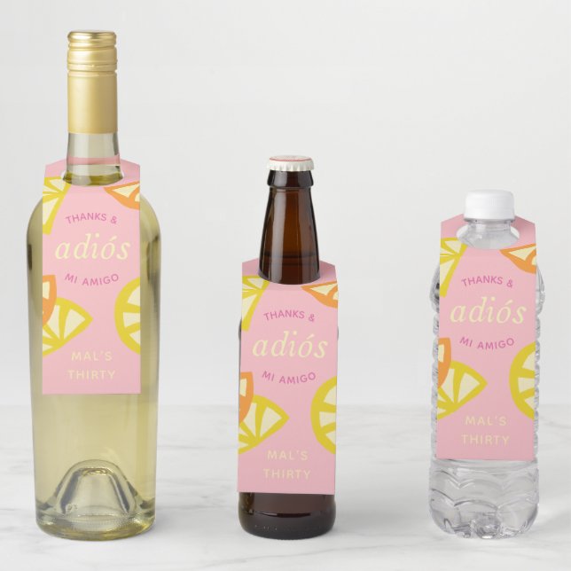 Pink 30. Geburtstag Mexikanischer Adios 20er Gefal Flaschenanhänger (Beispiel)