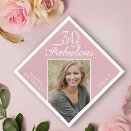 Pink 30 und fabelhafte Elegant Foto 30. Geburtstag Serviette