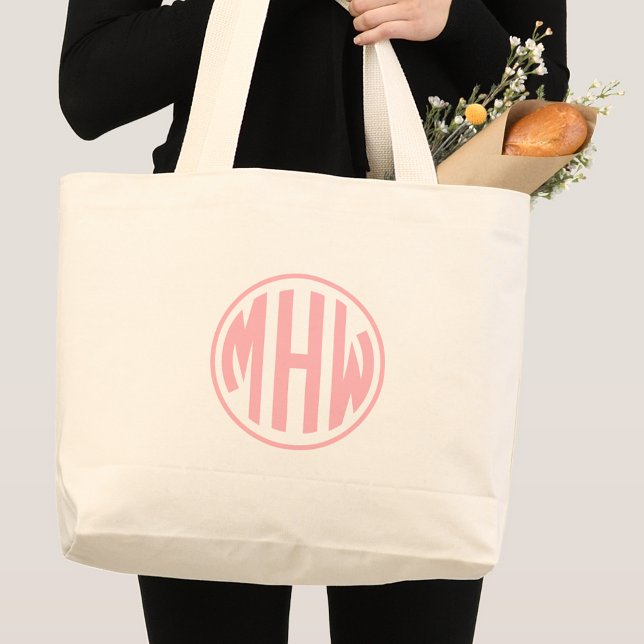 Pink 3 Initialkreislauf Monogramm Schriftart DIY B Jumbo Stoffbeutel (Von Creator hochgeladen)