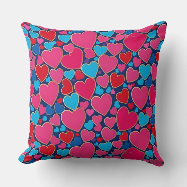 PInk 3d Herzen Kissen (Vorderseite)