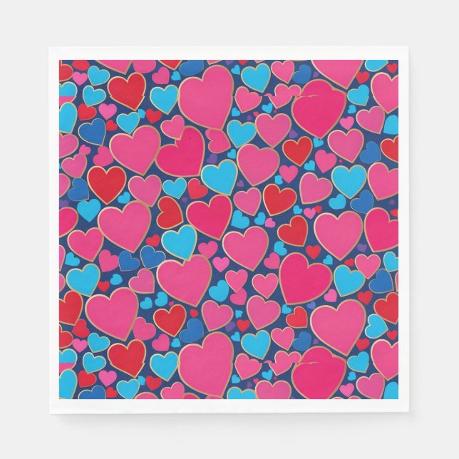 PInk 3d Herzen Serviette (Vorderseite)