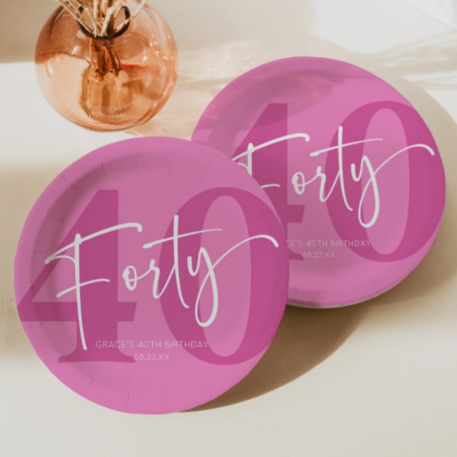 Pink 40. 40. Geburtstagsparty Pappteller (Von Creator hochgeladen)