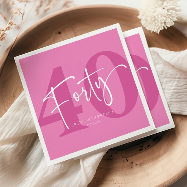 Pink 40. 40. Geburtstagsparty Serviette (Von Creator hochgeladen)
