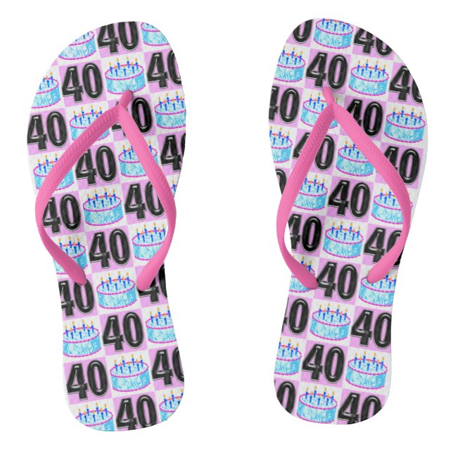 PINK 40. GEBURTSTAG CAKE FLIP FLOPS (Fußbett)