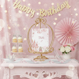 Pink 4th Royal Princess Castle Birthday Party Tischnummer