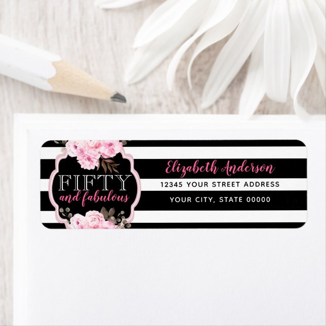 Pink 50 & Fantastische schwarze Blüten & weißer St (Insitu)