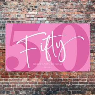 Pink 50. Fünfzigste Geburtstagsparty Banner
